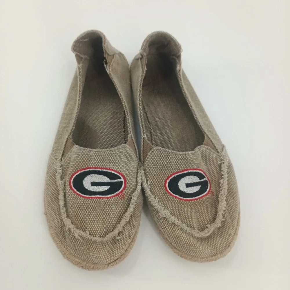 Georgia Bulldogs NCAA Women Canvas Slip On Espadrille Flats Tan Sz 8 by Cruizers